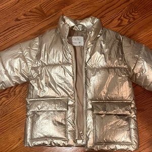Toddler girl Zara Metallic Gold Puffer